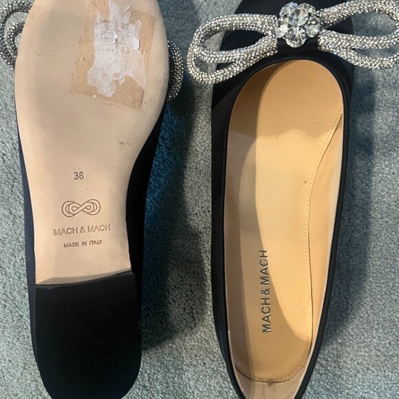 MACH & MACH Double Bow Satin Ballerina Shoes - EUR 38 (US 8) - Picture 8 of 9